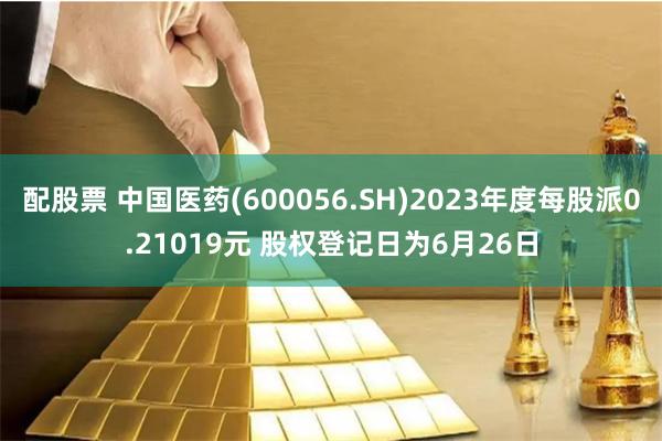 配股票 中国医药(600056.SH)2023年度每股派0.21019元 股权登记日为6月26日